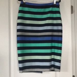 The Limited blue vertical strip pencil skirt